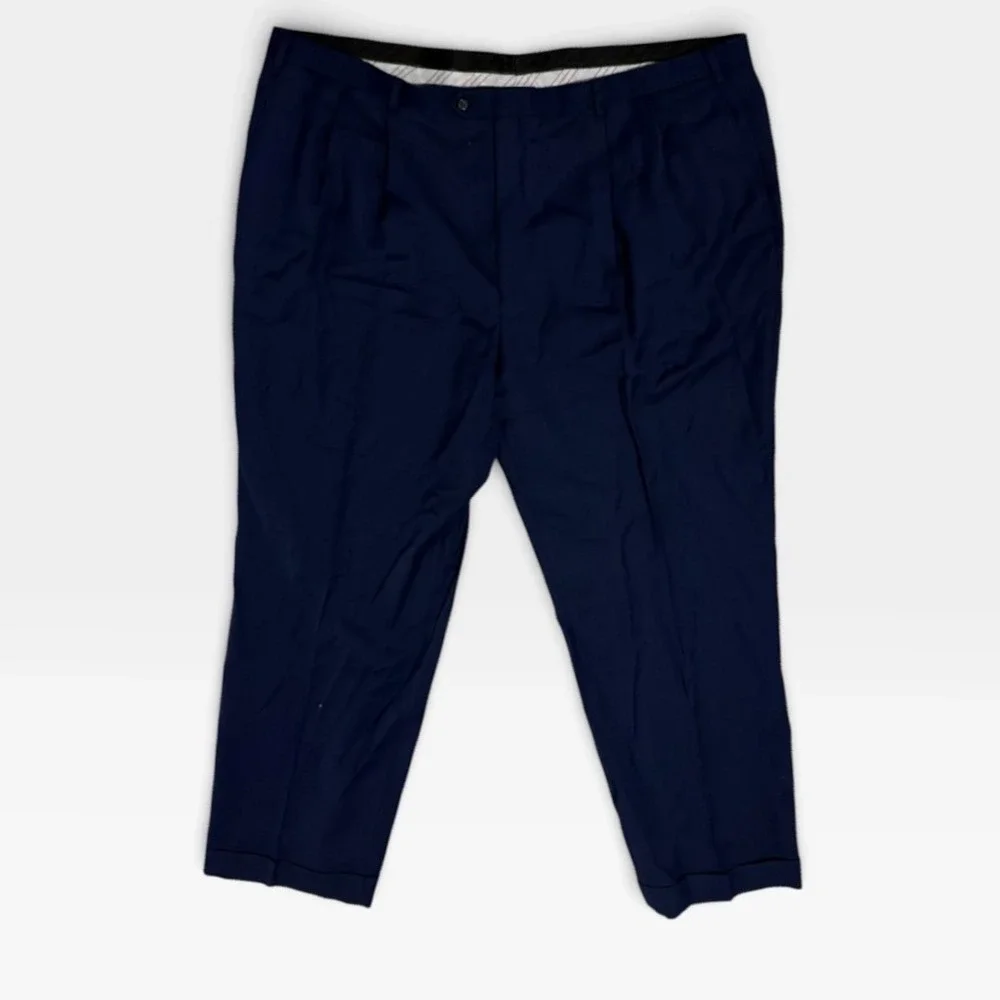 Lauren Ralph Lauren Suit Set Mens 50R Pleated Pants 46x29 Wool 2-Piece Navy Blue
